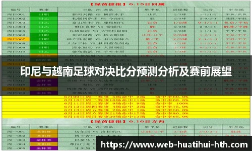 印尼与越南足球对决比分预测分析及赛前展望